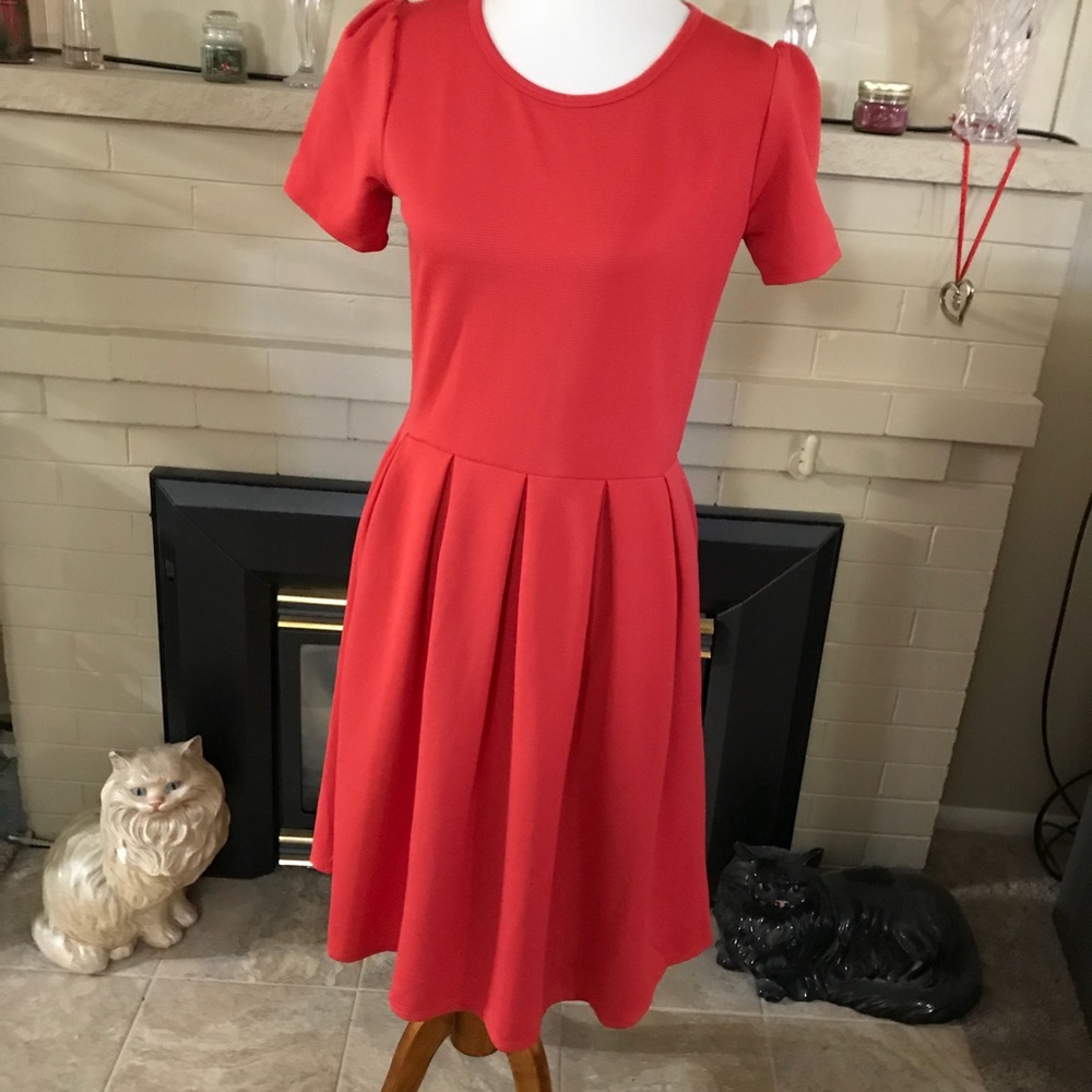 LuLaRoe Pleated Orange Dress.